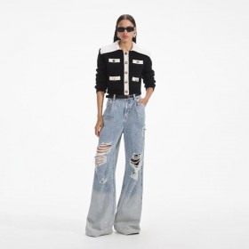  Dames zwart contrast kasjmiermix vest | Zelfportretten co-ords