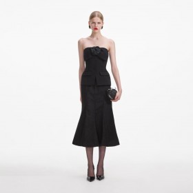  Zwarte crêpe corsage top voor dames | Zelfportret tops