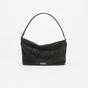  Dames Zwarte Diamante Medium Hobo Tas Zwart | Zelfportret Handtassen