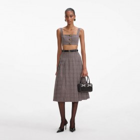  Bruine geruite crop top voor dames | Zelfportretten in co-ords