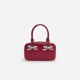  Vrouwen Bordeauxrode leren mini-tas | Zelfportret handtassen