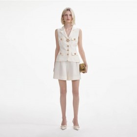  Crèmekleurige linnen playsuit voor dames | Zelfportret jumpsuits