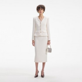  Crèmekleurige Bouclé Midi-jurk voor dames | Zelfportretjurken