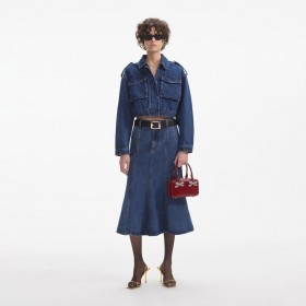 Dames denim utility cropped jack | Self Portrait denim