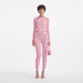  Roze kanten jumpsuit voor dames | Zelfportret jumpsuits