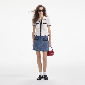 Dames getextureerde denim minirok | Zelfportret denim