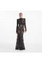  Robe longue noire en dentelle et strass pour femme | Robes Self Portrait