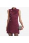 Robe courte en satin bordeaux pour femme | Robes Self Portrait