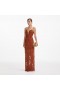  Robe longue en dentelle marron pour femme | Robes Self Portrait