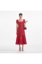  Robe mi-longue rouge en dentelle fleurie pour femme | Self Portrait Dresses