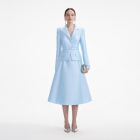  Robe mi-longue en taffetas bleu pour femme | Robes Self Portrait