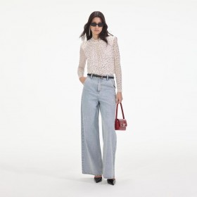  Haut champagne en maille strass pour femme | Self Portrait Tops