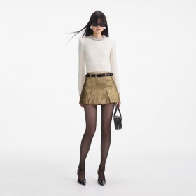  Haut en maille crème à ornements pour femme | Self Portrait Tops