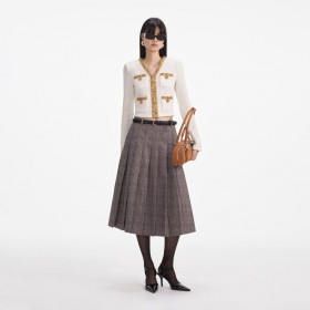  Cardigan en maille lurex crème pour femme | Ensembles Self Portrait