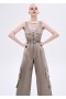 Beige Satin-Jumpsuit für Damen | Self Portrait Jumpsuits