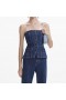 Damen Denim Bandeau Jumpsuit | Self Portrait Denim