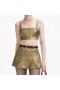  Damen Gold Metallic Jacquard Skort | Self Portrait Bottoms