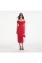 Rotes schulterfreies Midikleid für Damen | Self Portrait Kleider