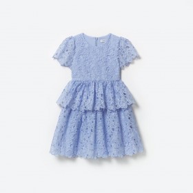 Blaues Minikleid aus Organza-Spitze für Kinder | Selbstporträt