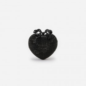  Schwarze Clutch mit Kristallherz Schwarz – Self Portrait Damen