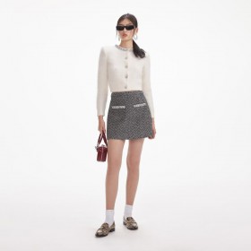 Damen Cremefarbene Weiche Strickjacke | Self Portrait Strickmode