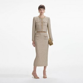  Damen Gold Bouclé Midirock | Self Portrait Co-Ords