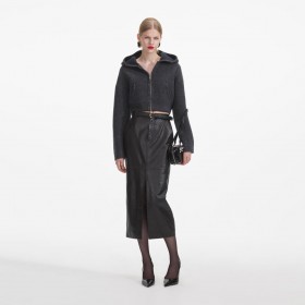  Grauer Strick-Kapuzenpullover für Damen | Self Portrait Co-Ords