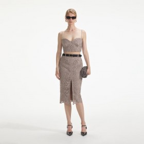 Damen Midirock aus Guipure-Spitze | Self Portrait Bottoms