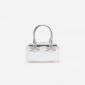  Damen Metallic Silber Leder Mini Tote Bag | Self Portrait Handtaschen